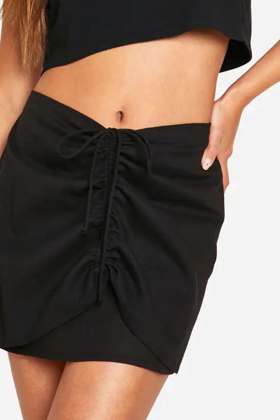 boohoo Cotton Ruched Side Mini Skirt