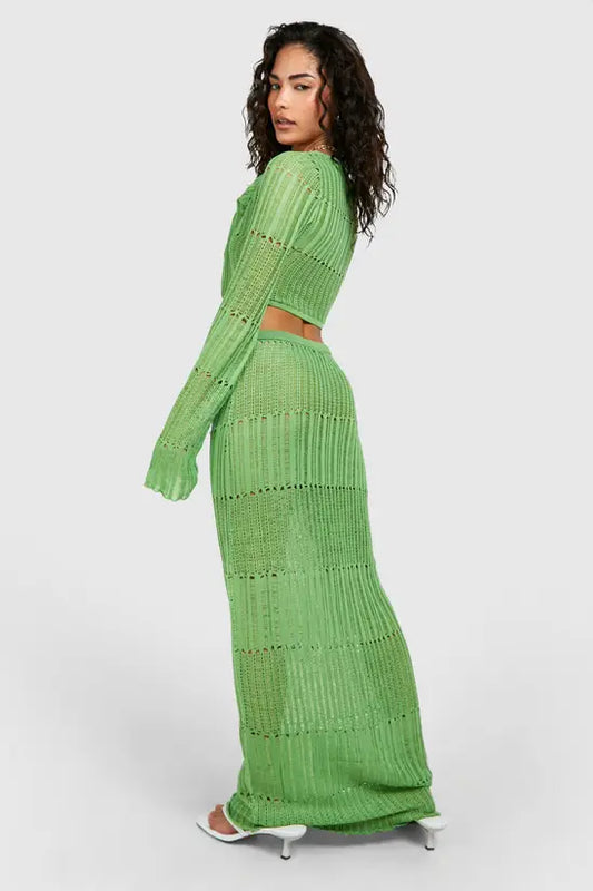 Ladder Knit Maxi Skirt