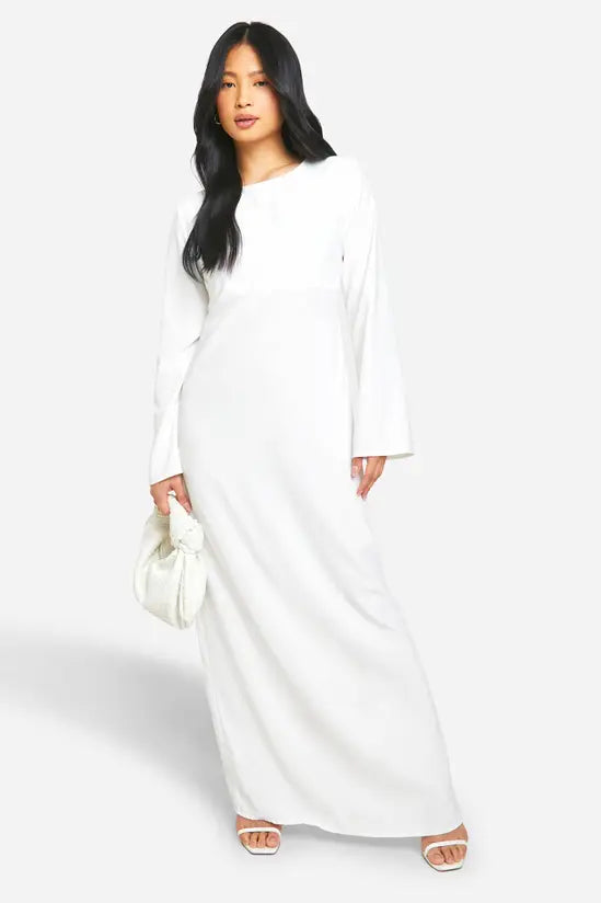 boohoo Petite Bow Detail Open Back Maxi Dress