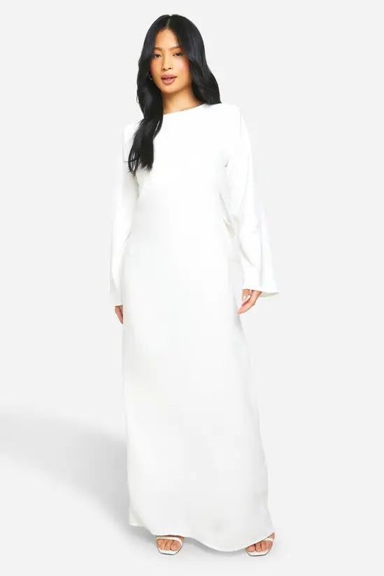 boohoo Petite Bow Detail Open Back Maxi Dress