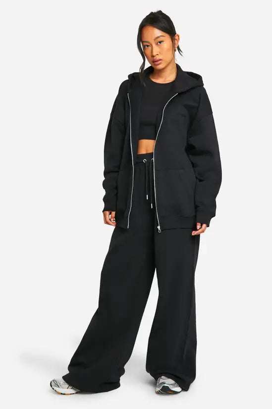 DSGN Studio Embroidered Zip Through Oversized Hoodie