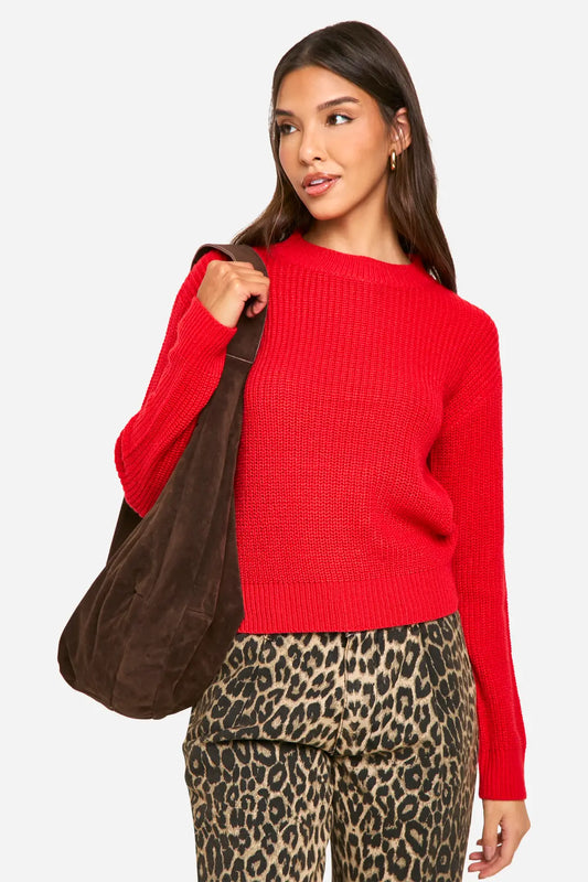boohoo Basic Crew Neck Crop Jumper