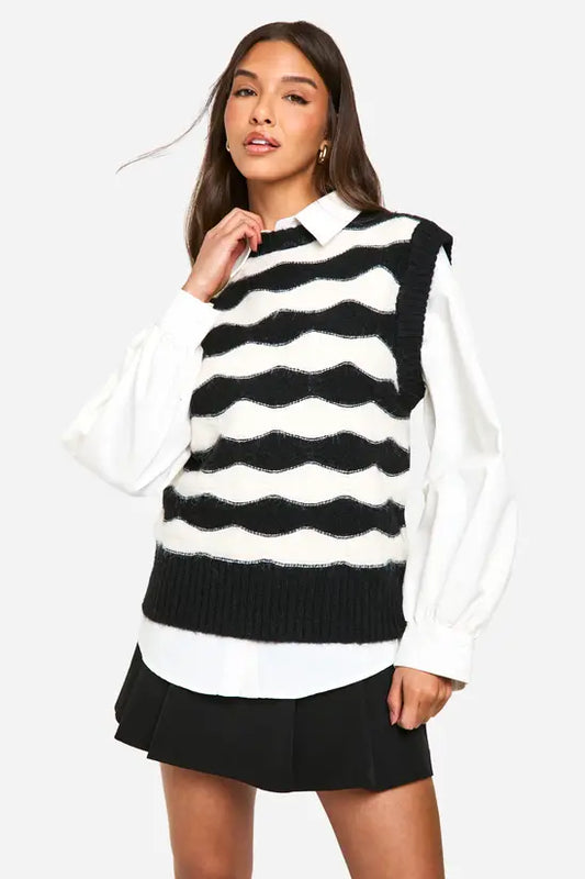 boohoo Stripe Oversized Knitted Tank Top