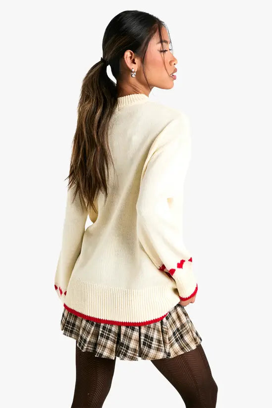 boohoo Oversized Heart & Bow Jumper