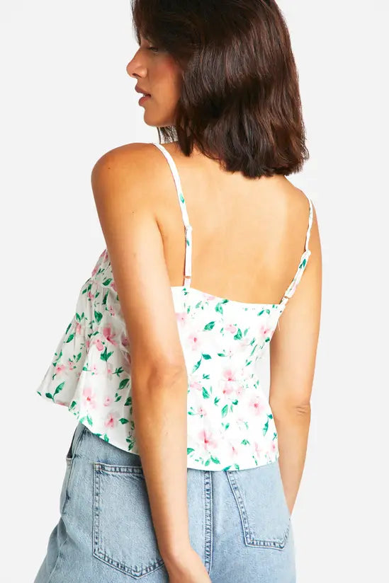 boohoo Floral Tie Front Cami