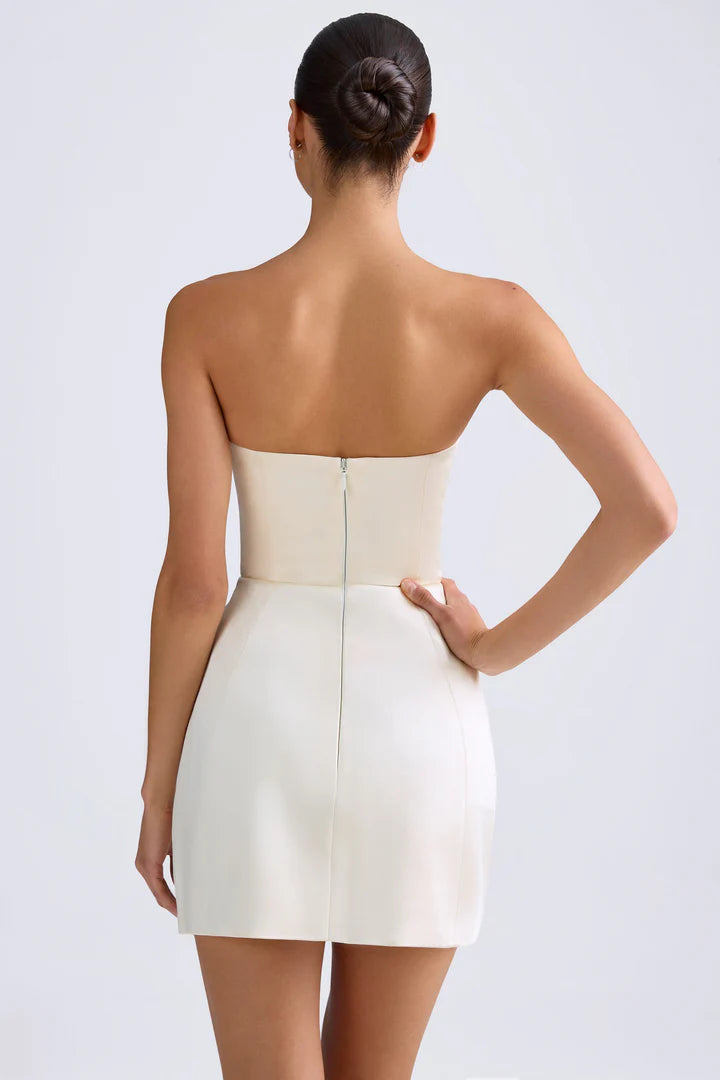 Ohpolly - Bandeau Structured Tulip Mini Dress in Ivory