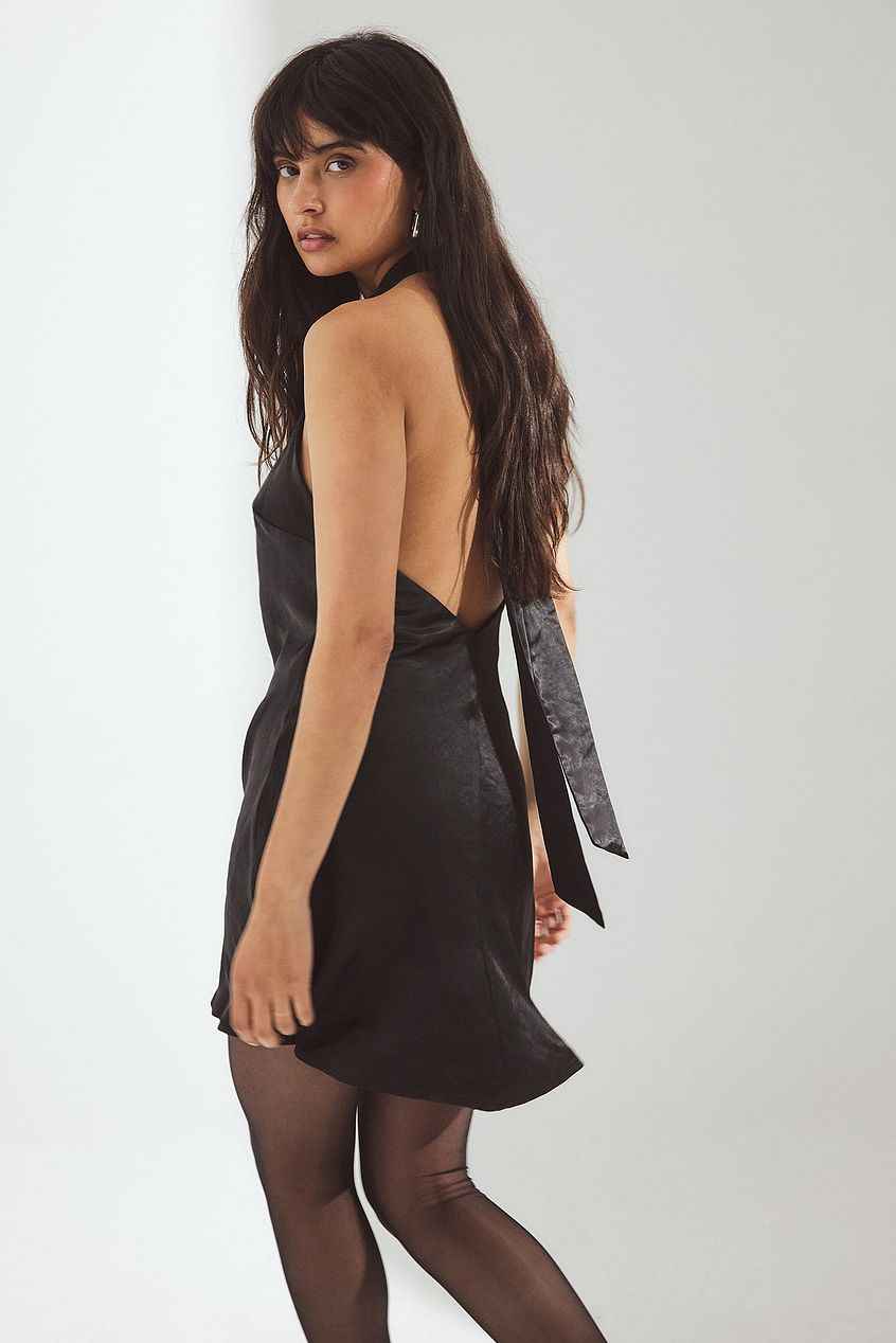 Na-kd Hammered Satin Tie Back Mini Dress