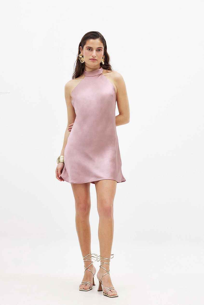 Na-kd Hammered Satin Tie Back Mini Dress