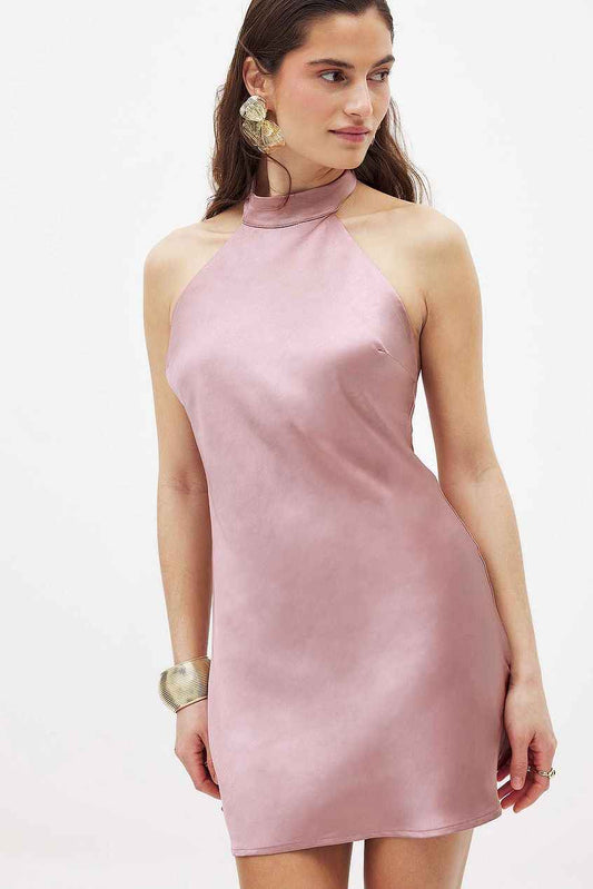 Na-kd Hammered Satin Tie Back Mini Dress
