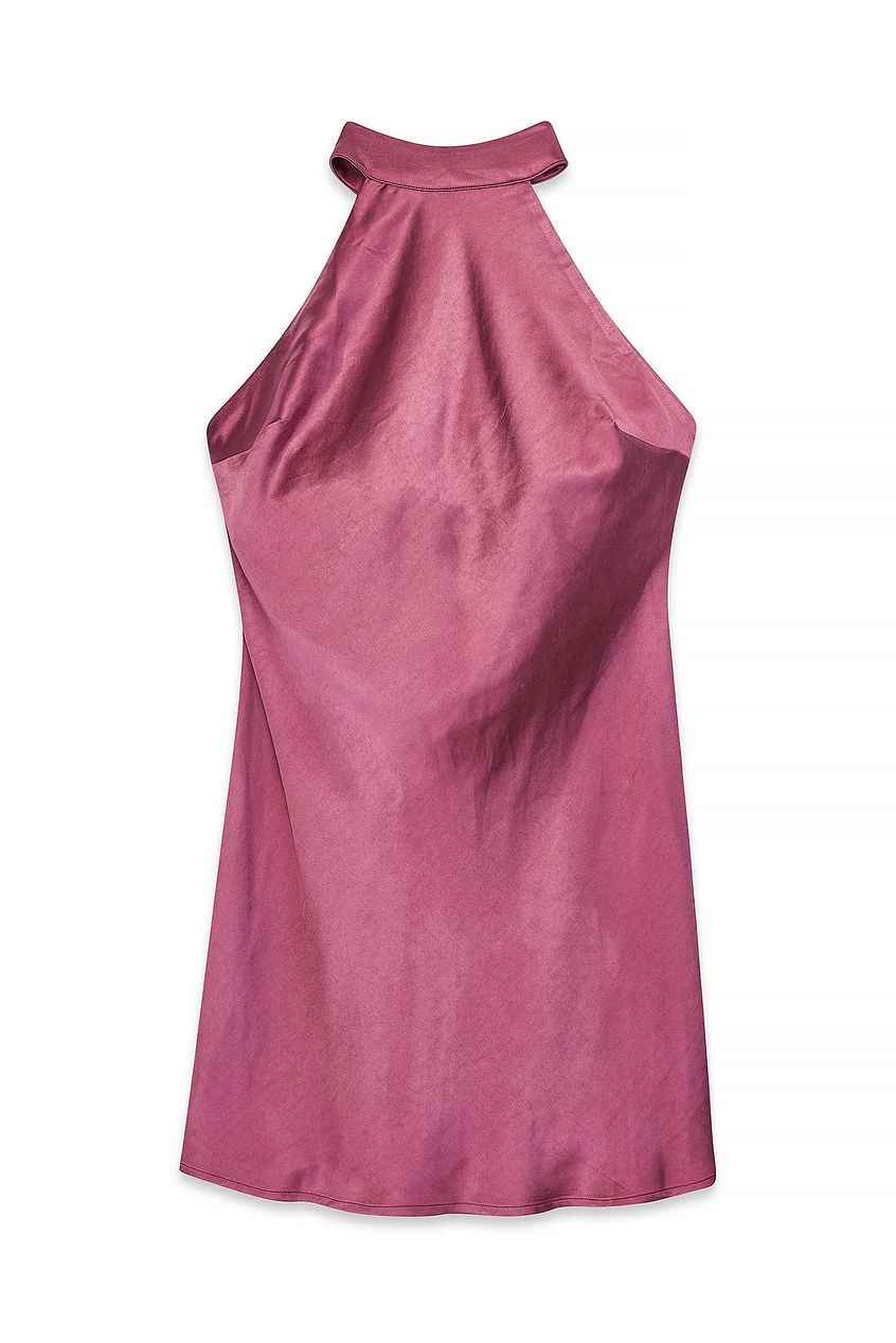 Na-kd - Hammered Satin Tie Back Mini Dress