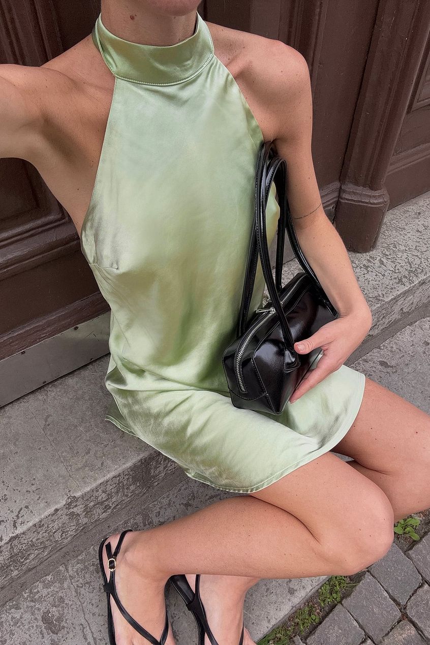 Na-kd Hammered Satin Tie Back Mini Dress