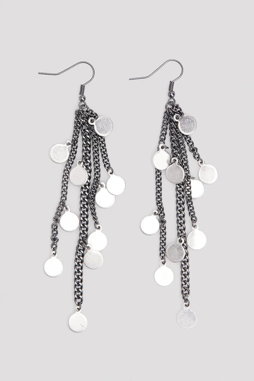 Hanging Long Rings Earrings Silver