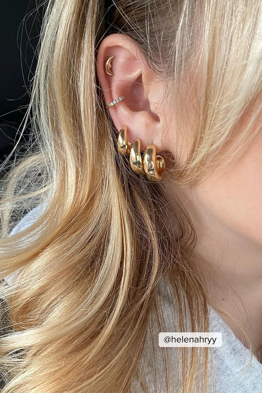 3-pack Chunky Hoop Earrings Gold