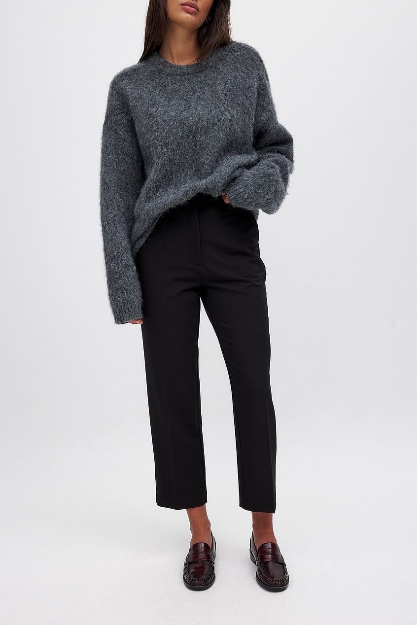 High Rise Cropped Suit Pants