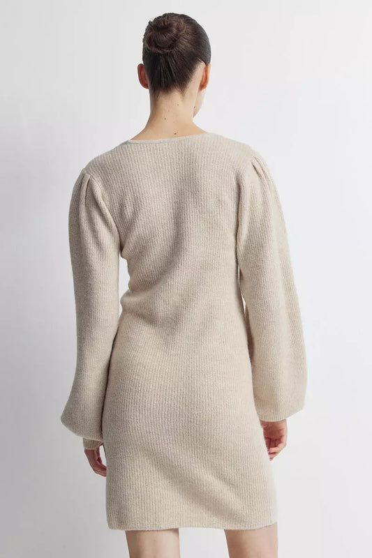 H&M - MAMA Balloon-sleeved rib-knit dress