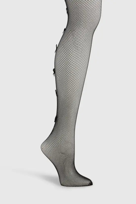 boohoo Bow Seam Detail Fishnet Tights