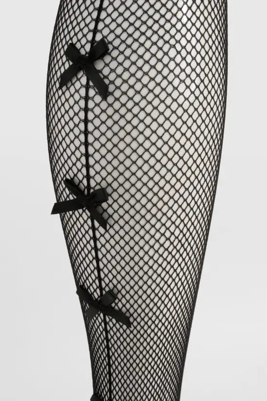 boohoo Bow Seam Detail Fishnet Tights