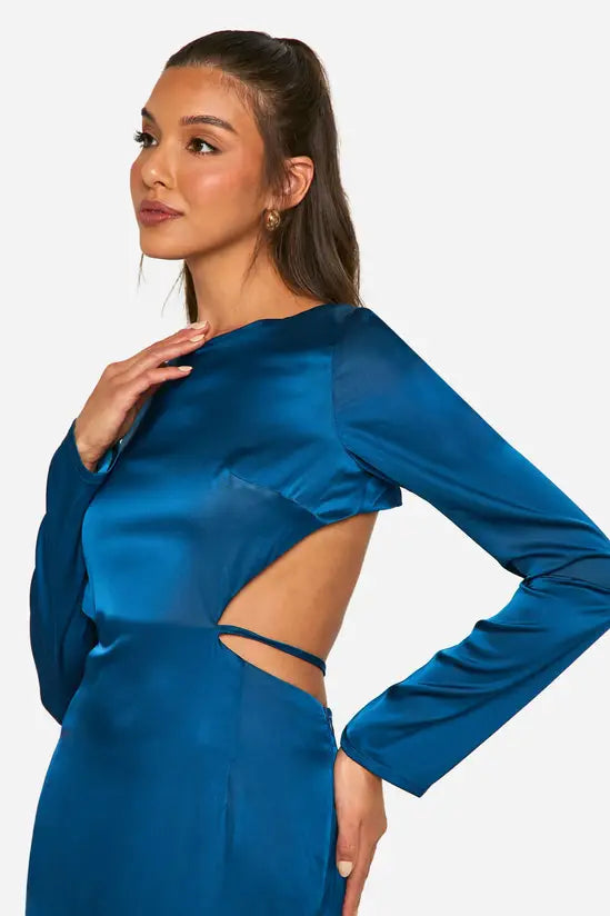 boohoo Satin Tie Back Maxi Dress