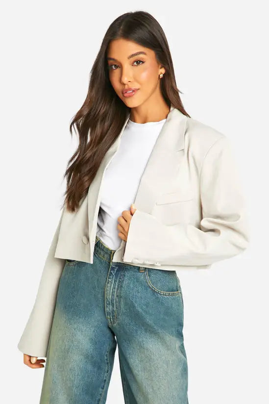 boohoo Double Breasted Boxy Crop Blazer