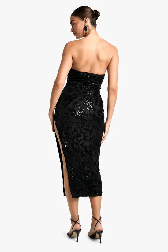 boohoo Structured Corset Lace Demask Midaxi Dress