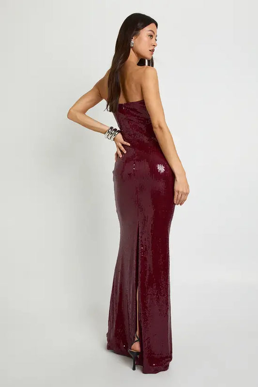 boohoo Tall Sequin Bandeau Maxi Dress