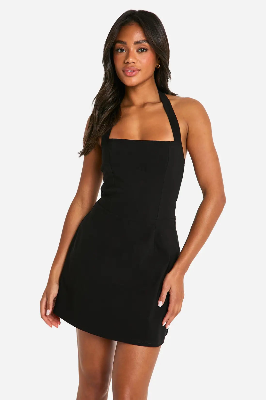 boohoo Bengaline Square Neck Skater Dress
