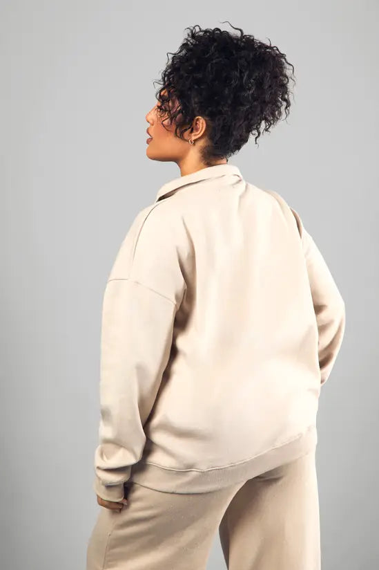 Studio Embroidered Half Zip Oversized Sweatshirt