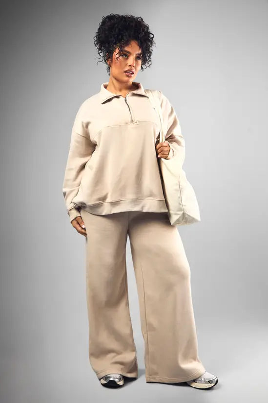 Studio Embroidered Half Zip Oversized Sweatshirt