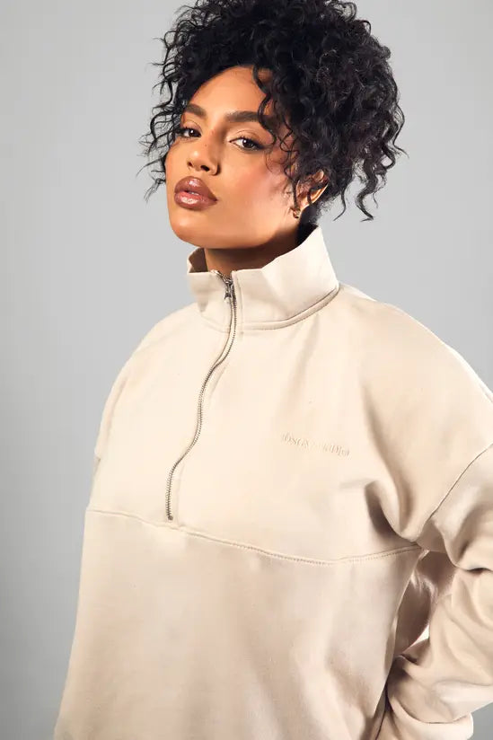 Studio Embroidered Half Zip Oversized Sweatshirt