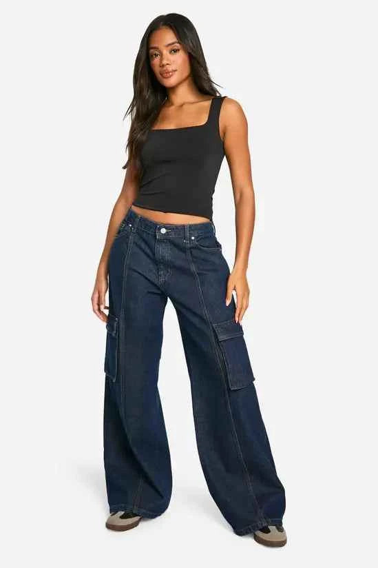 boohoo Double Layer Slinky Square Neck Crop top