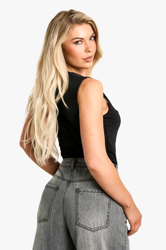 Double Layer Slinky Square Neck Bodysuit