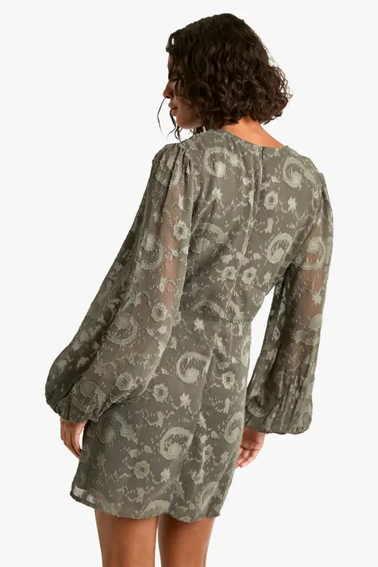 Boohoo - Tall Paisley Burnout Volume Sleeve Mini Dress