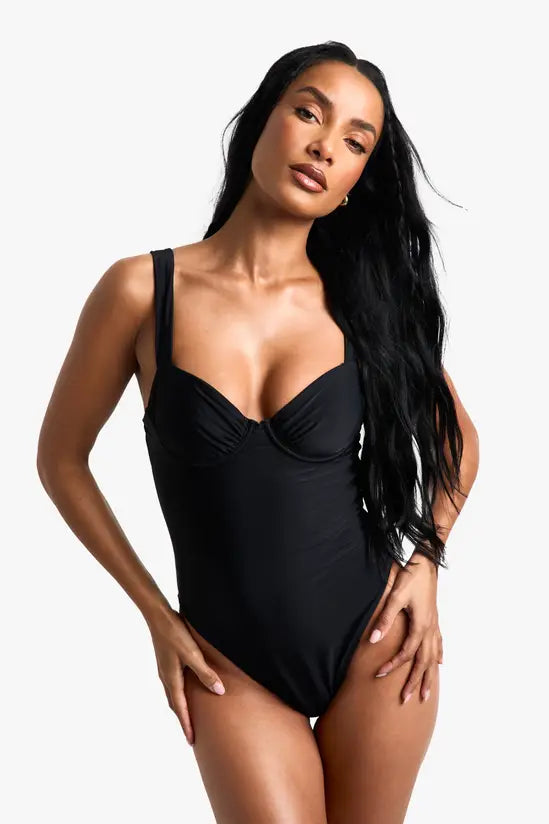 boohoo Petite Swimwear Essentials Balcony Swimsuit