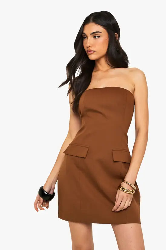 boohoo Bandeau Tailored Mini Dress