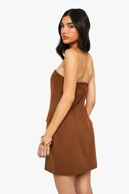 boohoo Bandeau Tailored Mini Dress