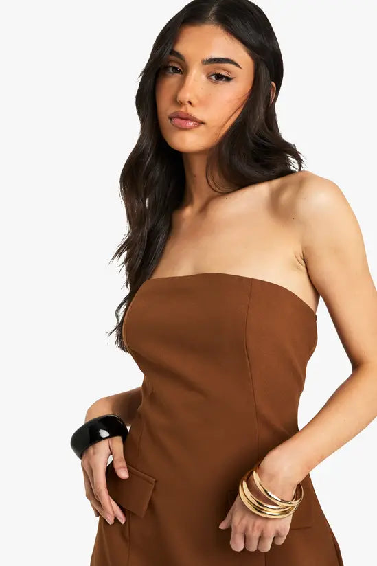 boohoo Bandeau Tailored Mini Dress