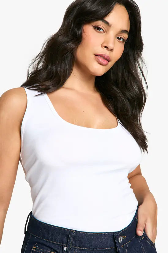 boohoo Boohoo Basics Plus Cotton Scoop Neck Sleeveless Bodysuit