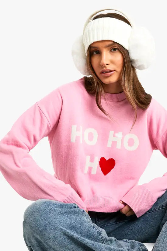 boohoo Ho Ho Ho Crop Christmas Jumper