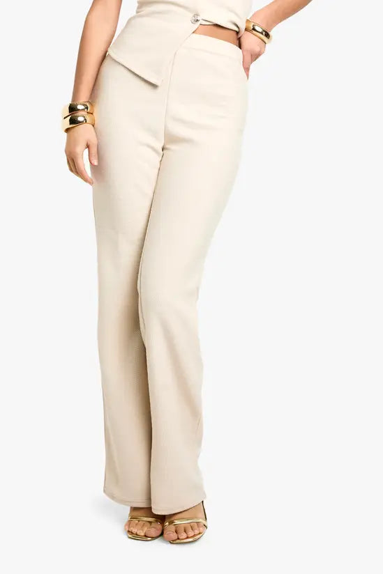 boohoo Textured Wide Leg Trouser