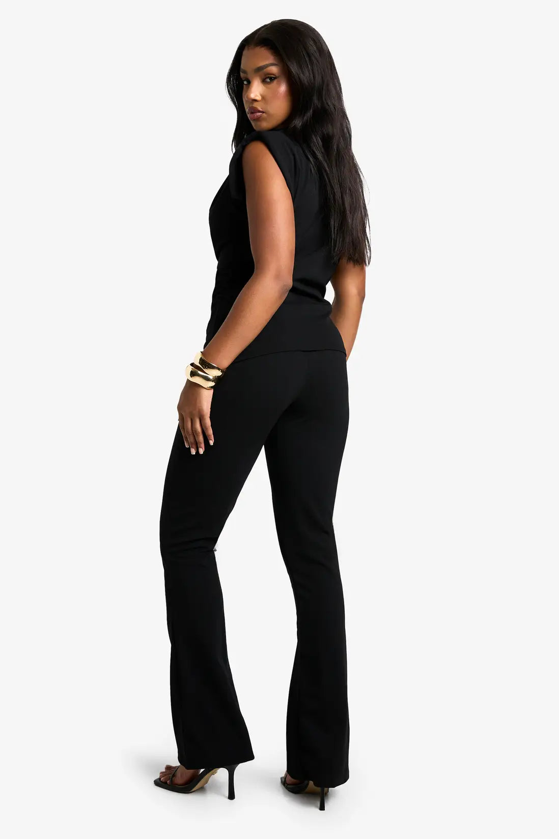 boohoo Scuba Crepe Shoulder Pad Top