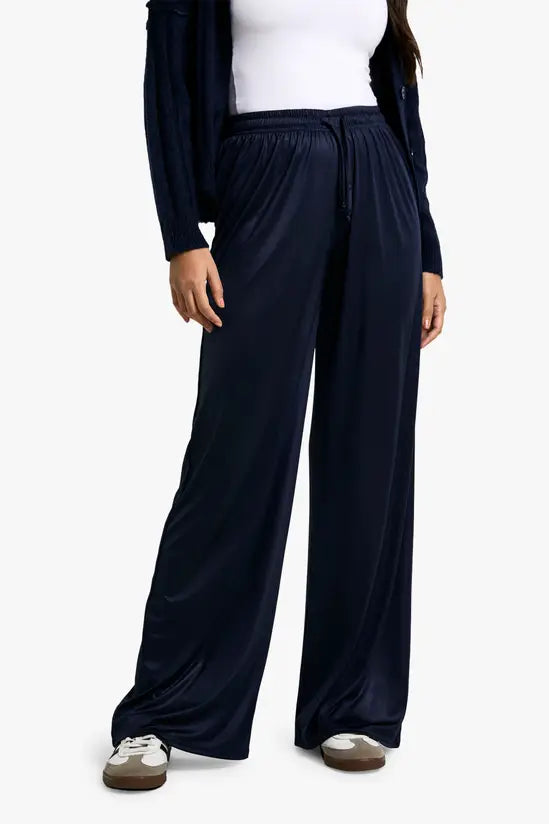 boohoo Jersey Satin Drawstring Wide Leg Trouser