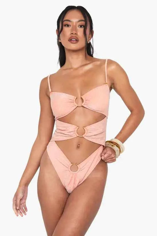 boohoo Glitter Cutout Swimsuit