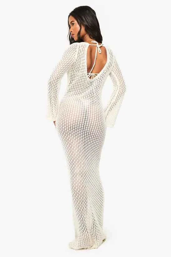 Boohoo Crochet Maxi Beach Dress