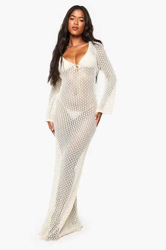 Boohoo Crochet Maxi Beach Dress