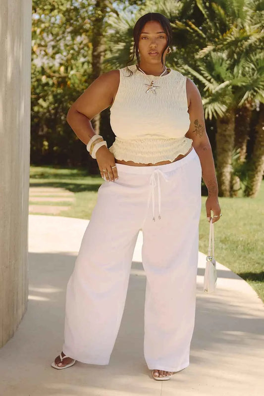 boohoo Shell Trim Wide Leg Beach Trousers