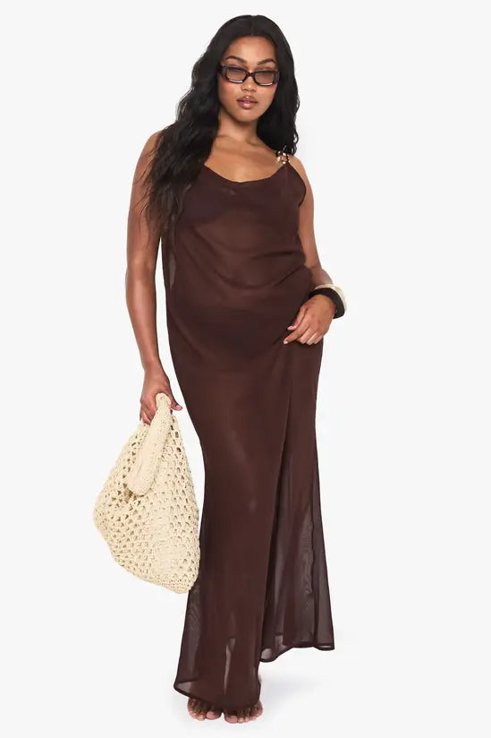 Boohoo - Plus Metal Trim Chiffon Beach Maxi Dress