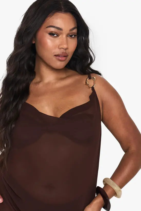 Boohoo - Plus Metal Trim Chiffon Beach Maxi Dress