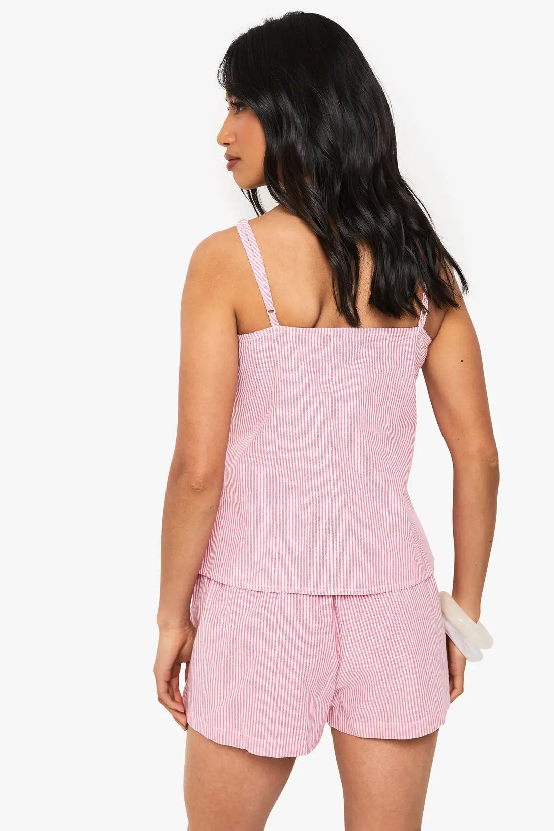 Boohoo Petite Pinstripe Halter Neck Tie Short Co Ord SET