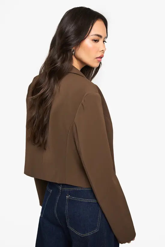 boohoo Tailored Cinched Waist Crop Blazer