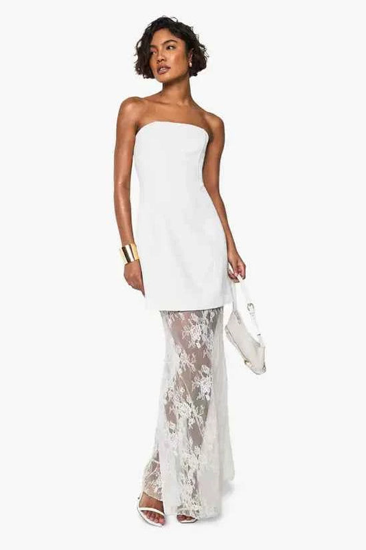 Boohoo - Tall 2 in 1 Lace Fit and Flare Maxi Dress